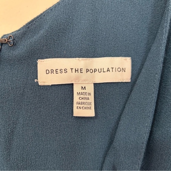 Dress The Population‎ Alicia Mixed Media Midi Dress in Peacock Blue sz M - Picture 4 of 7